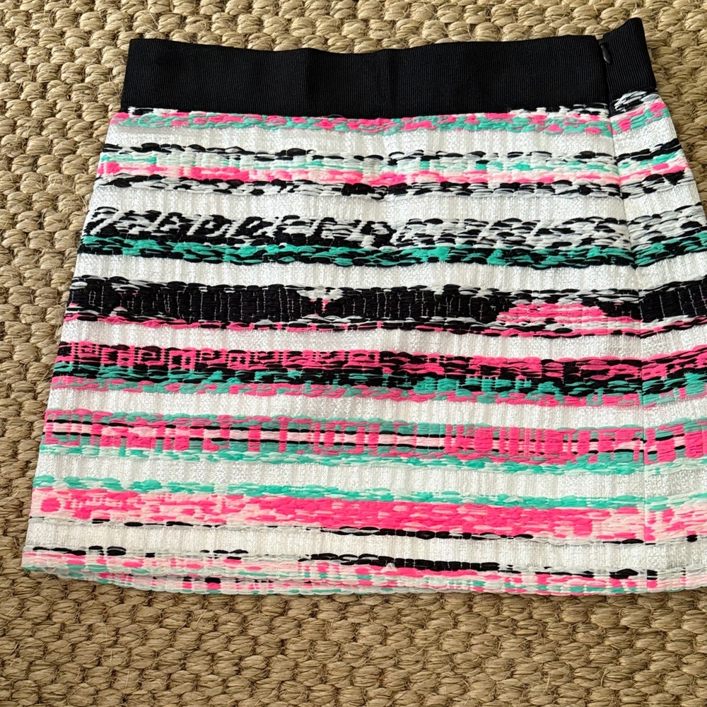 Milly Black and Pink Striped Mini Skirt